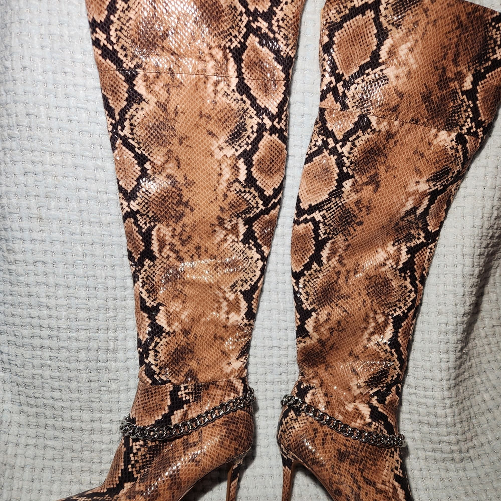 Jessica Simpson Ammira2 Tan Snakeskin Over-the-Knee Boots - Picture 2 of 6